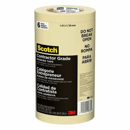 Scotch Contractor Grade Masking Tape, 1.88 in W x 60 yd L, 6 Pk 2020-48TP-6